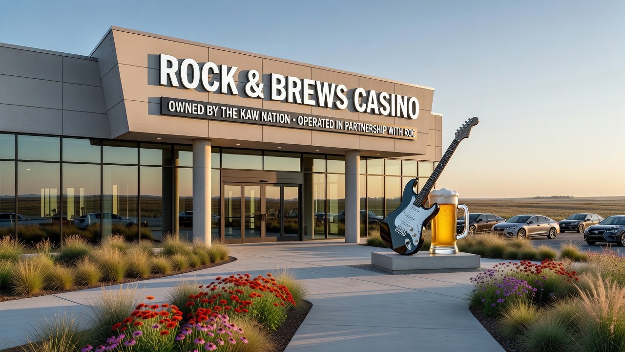 Construction progress at Rock & Brews Casino showing RV park development area